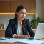 Femme professionnelle examinant des documents immobiliers