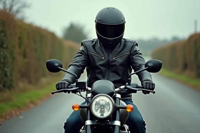 Motard à bord de la Benda Avengers 125 sur une route de campagne sinueuse