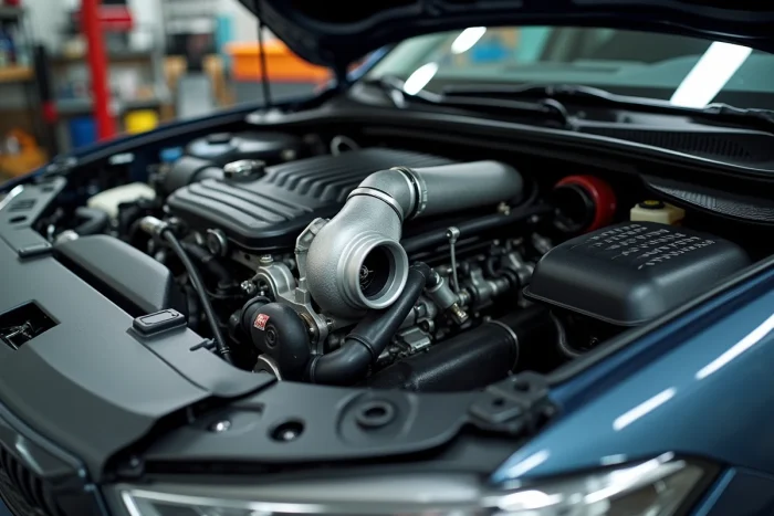 Moteur turbocompressé détaillé prêt pour une reprogrammation ECU stage 1